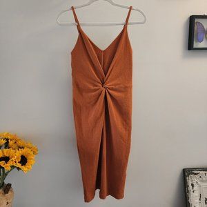 H&M Burst Orange Twist front body con dress